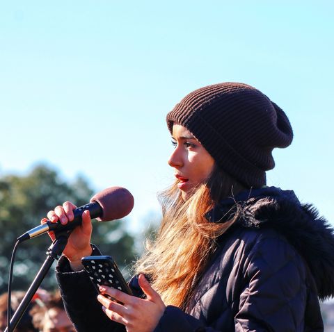 sophia kianni speaking at a climate rally