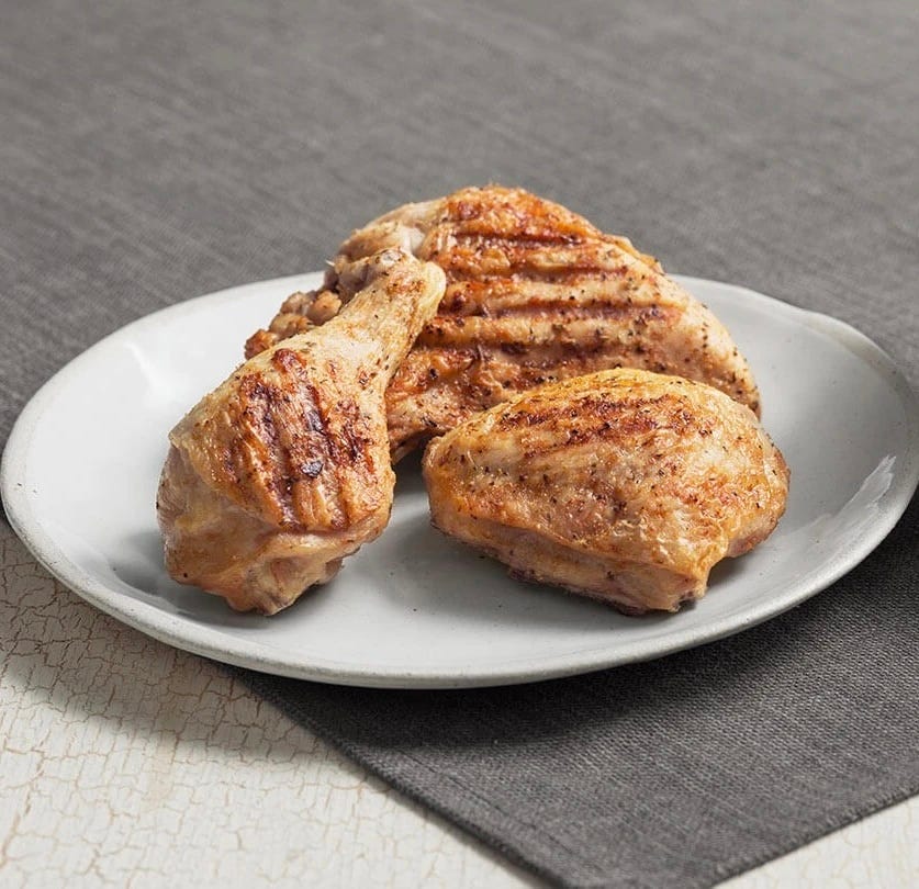 grilled chicken pieces on a plate