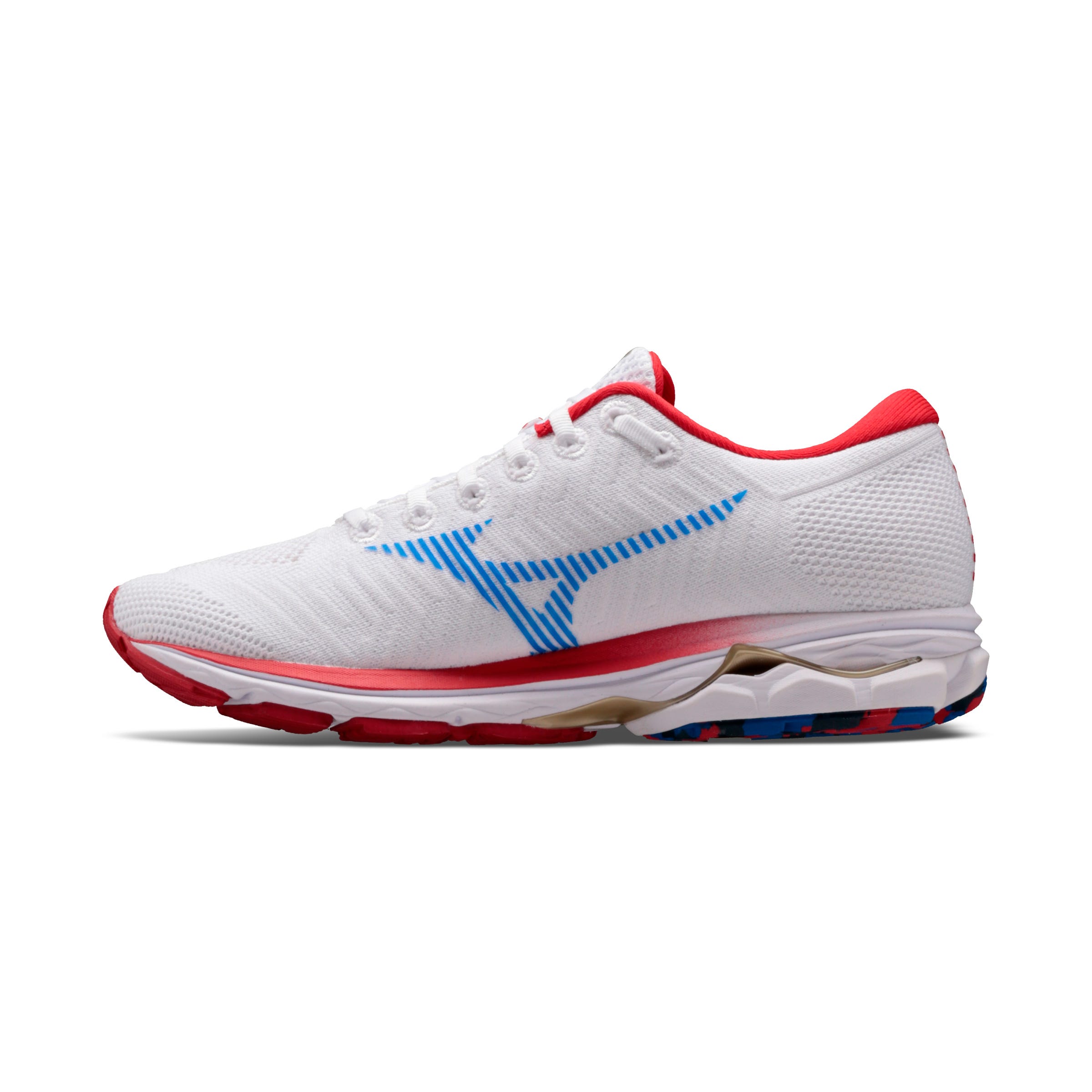 Shoe, Footwear, Running shoe, White, Sneakers, Outdoor shoe, Blue, Red, Walking shoe, Product, 