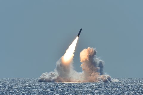 pacific ocean march 26, 2008 an unarmed trident ii d5 missile launches from the ohio class ballistic missile submarine uss nebraska ssbn 739 off the coast of california the test launch was part of the us navy strategic systems program’s demonstration and shakedown operation certification process the successful launch certified the readiness of an ssbn crew and the operational performance of the submarine’s strategic weapons system before returning to operational availability us navy photo by mass communication specialist 1st class ronald gutridgereleased