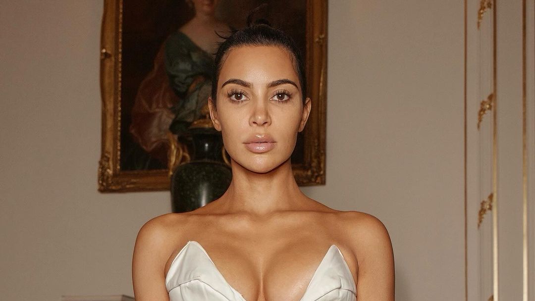 Kim Kardashian Is a Bridal Dream in an Ivory Corset Bodysuit