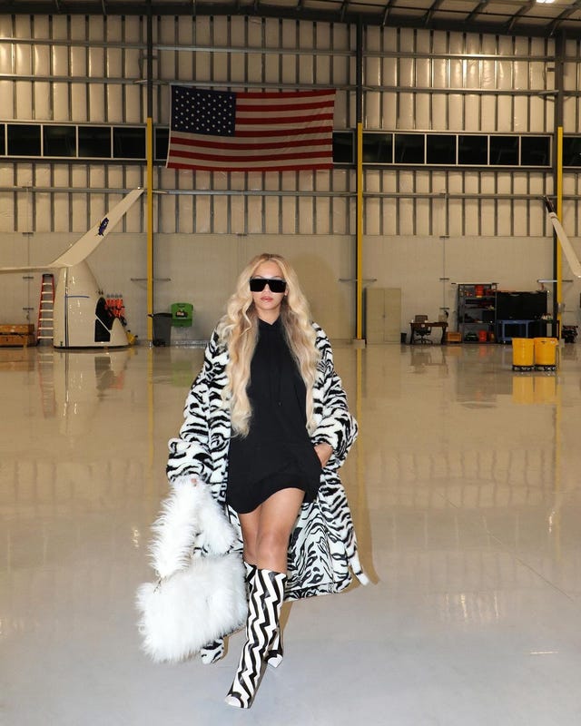 Beyoncé Is Wildly Cool In A Zebra-print Fur Coat And Zigzag Boots