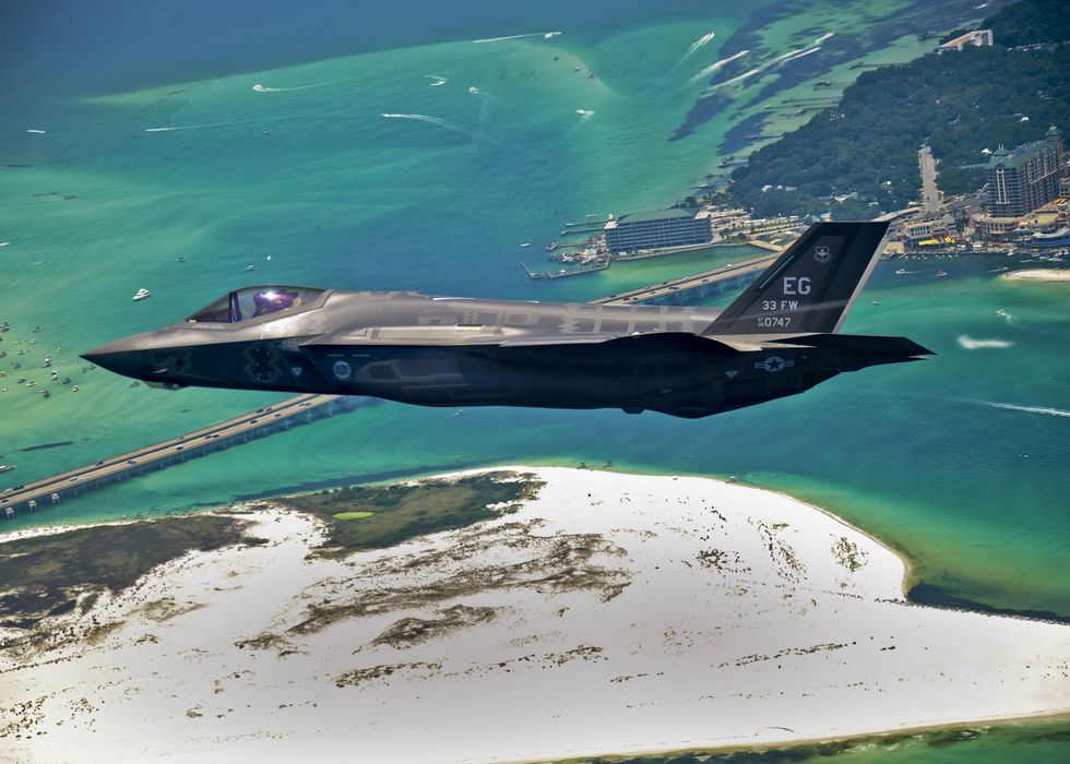 dod’s first f 35 lightning ii joint strike fighter soars over destin, fla, before landing at its new home at eglin air force base, july 14 its pilot, lt col eric smith, of the 58th fighter squadron, is the first air force qualified jsf pilot us air force photostaff sgt joely santiago