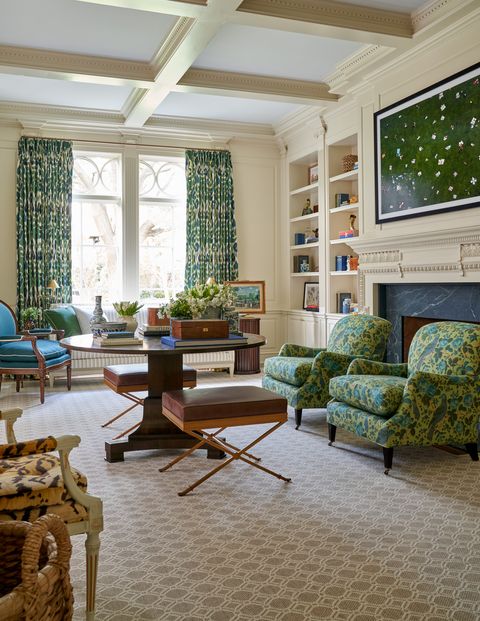 formal living room, green chairs
