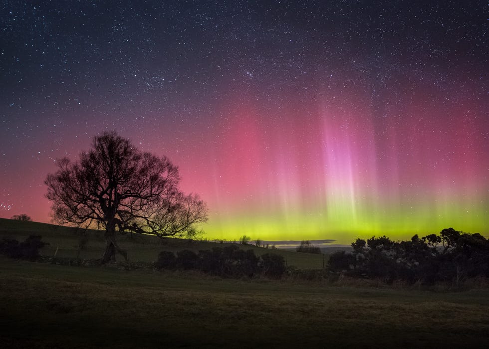 the northern lights aurora borealis seen from the mynydd illtyd common in the brecon beacons dark sky reserve