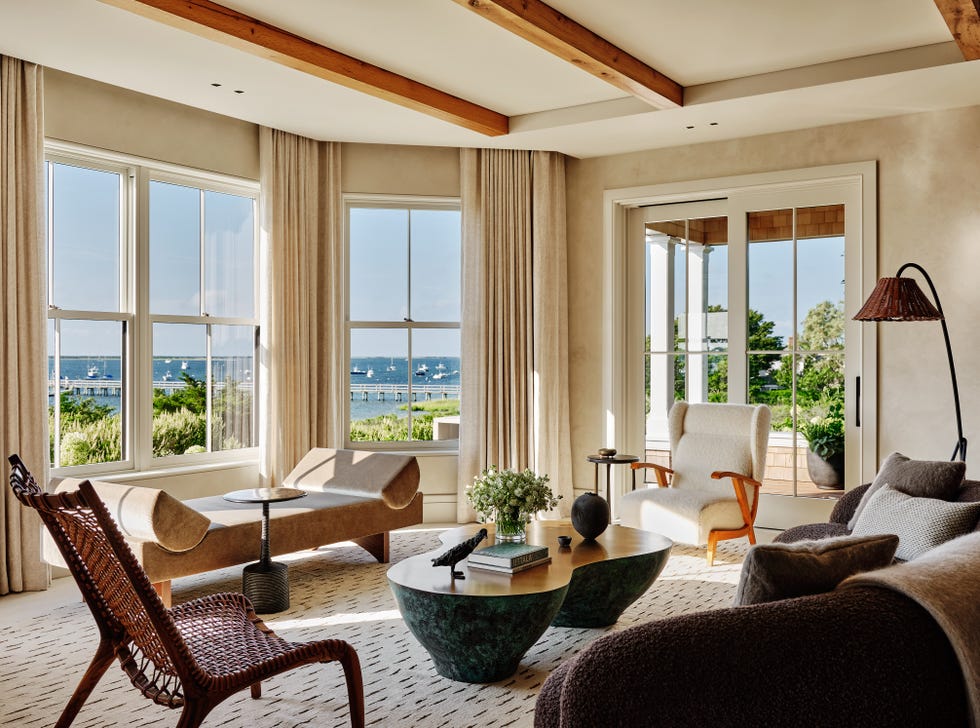 modern living room with coastal view