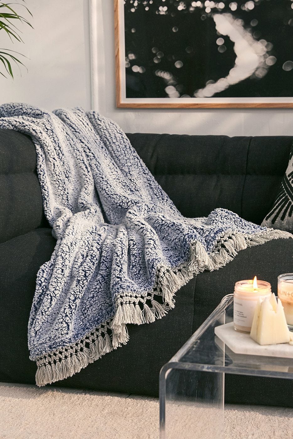 Amped fleece fringe trim throw blanket sale