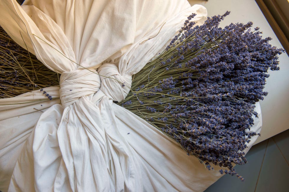 A bundle of lavender flowers at the Le Chateau du Bois...