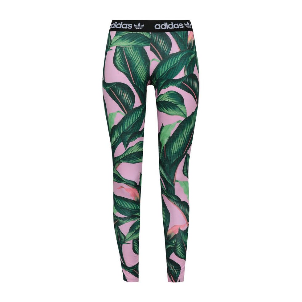 adidas Palm Print Pink & Green Womens Leggings