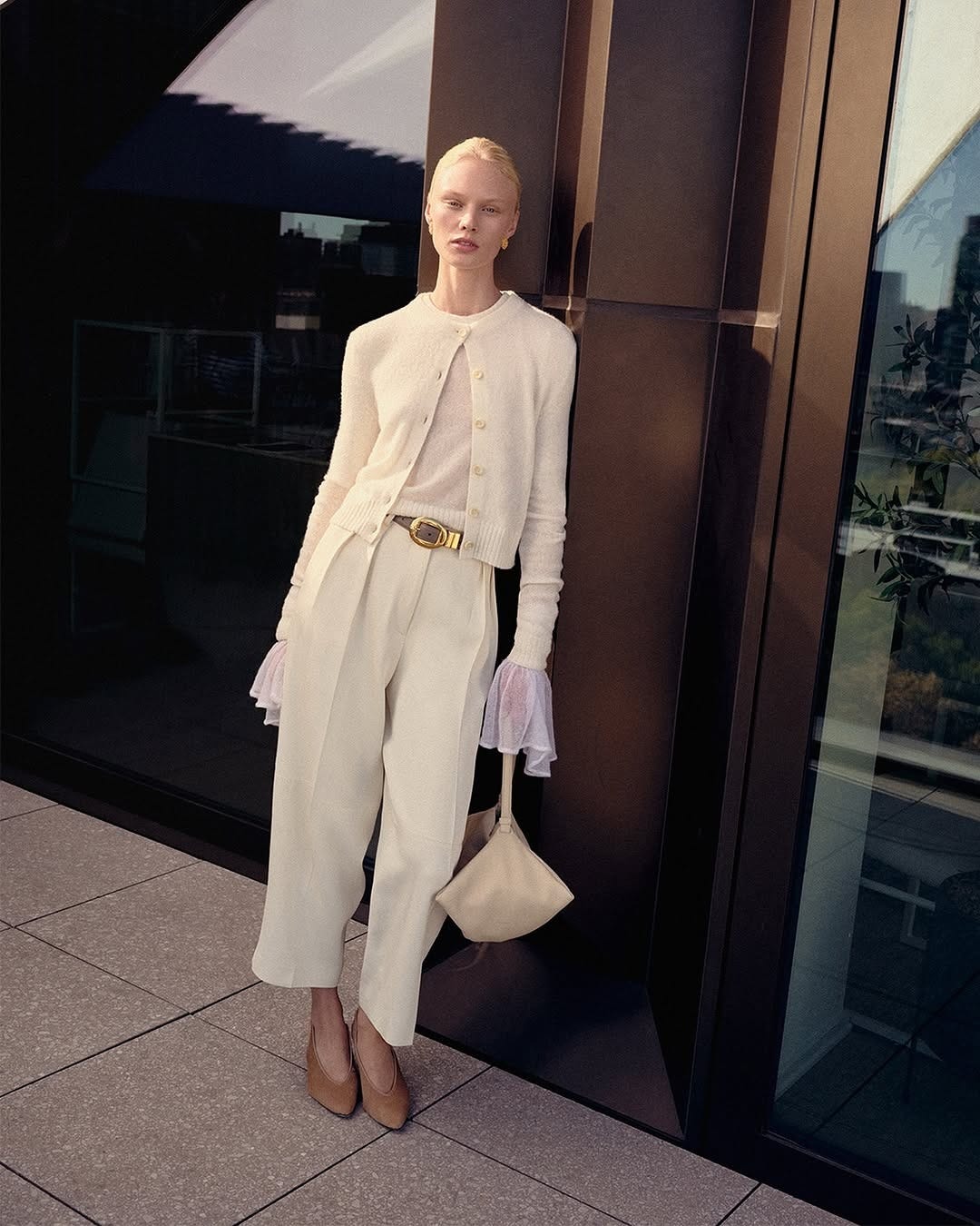 a mannequin displaying a fashionable monochromatic outfit