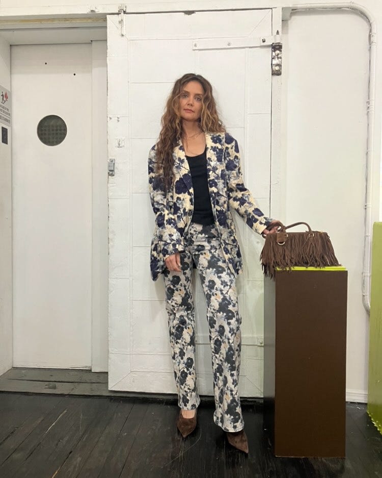 Katie Holmes Gives Her Flower-Print Suit a Western Touch With This Accessory