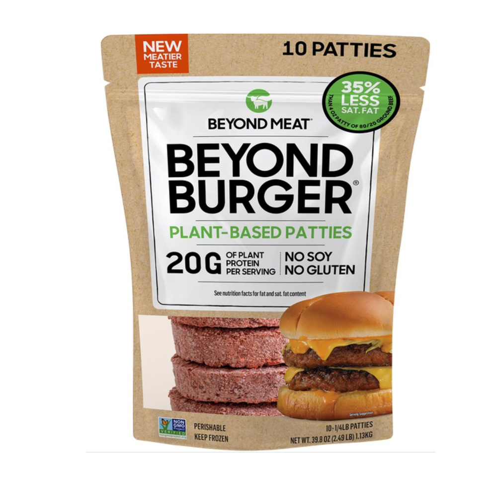 plantbased burger patties packaging with nutritional information