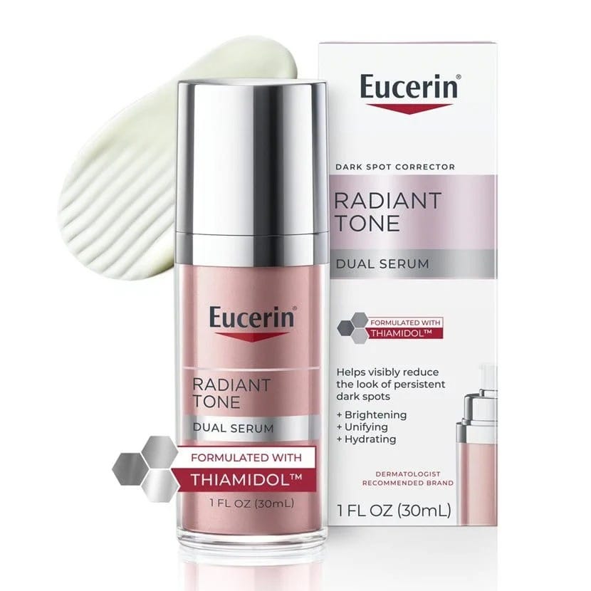 dark spot corrector serum in a bottle next to its box