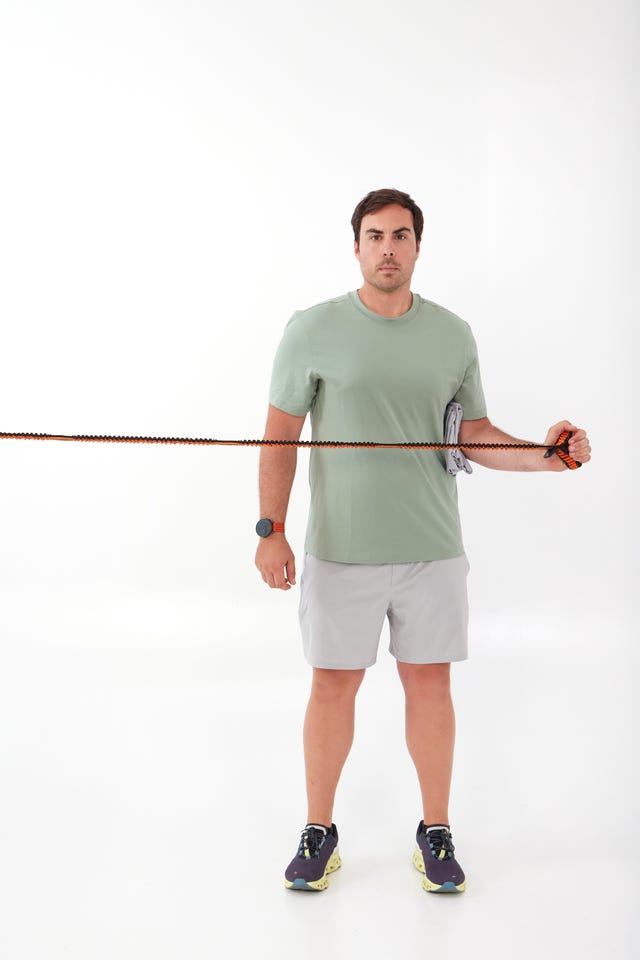 a man holding a bar