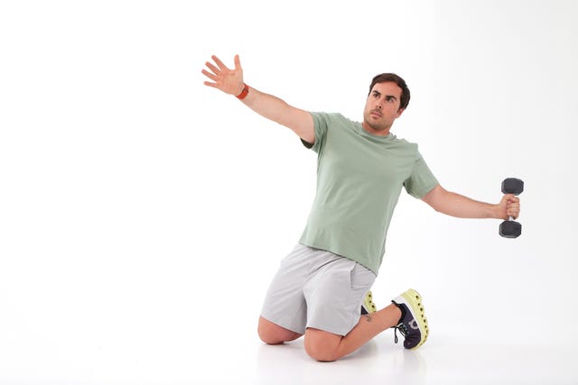 a man running with a microphone