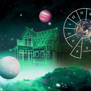 a house in space behind a birth chart
