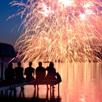 the annual 4th of july fireworks show at north lake, michigan