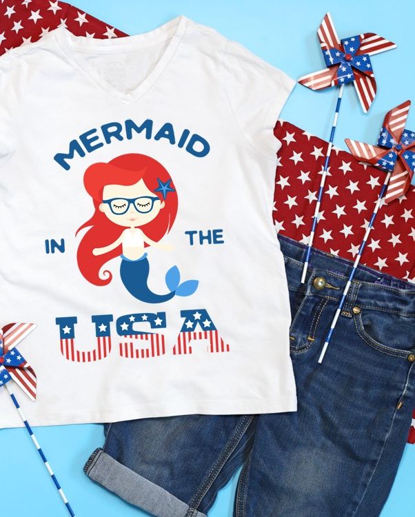 4th of july crafts kids mermaid patriotic shirt
