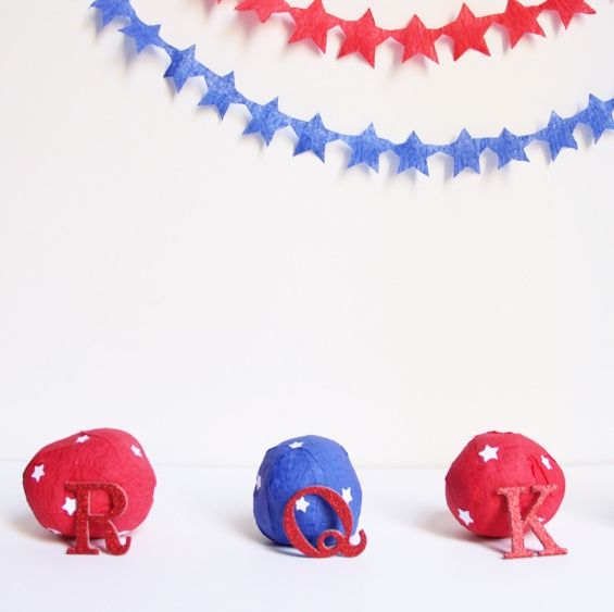 4th of july crafts red, white, and blue surprise balls