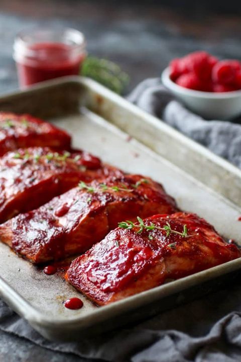 4th of july menu salmon raspberry glaze en
