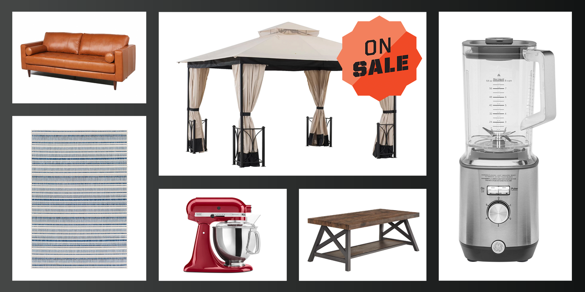 couches, gazebos, blenders, mixers, rugs, and more on sale