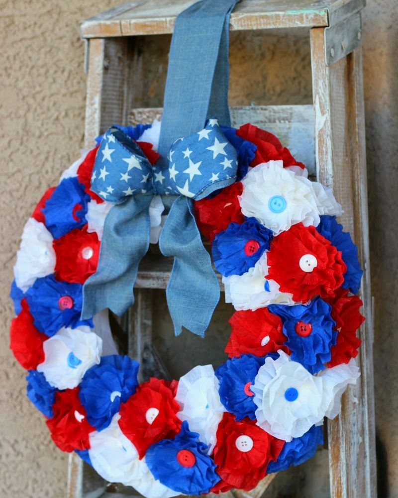 4th of july wreaths crepe paper