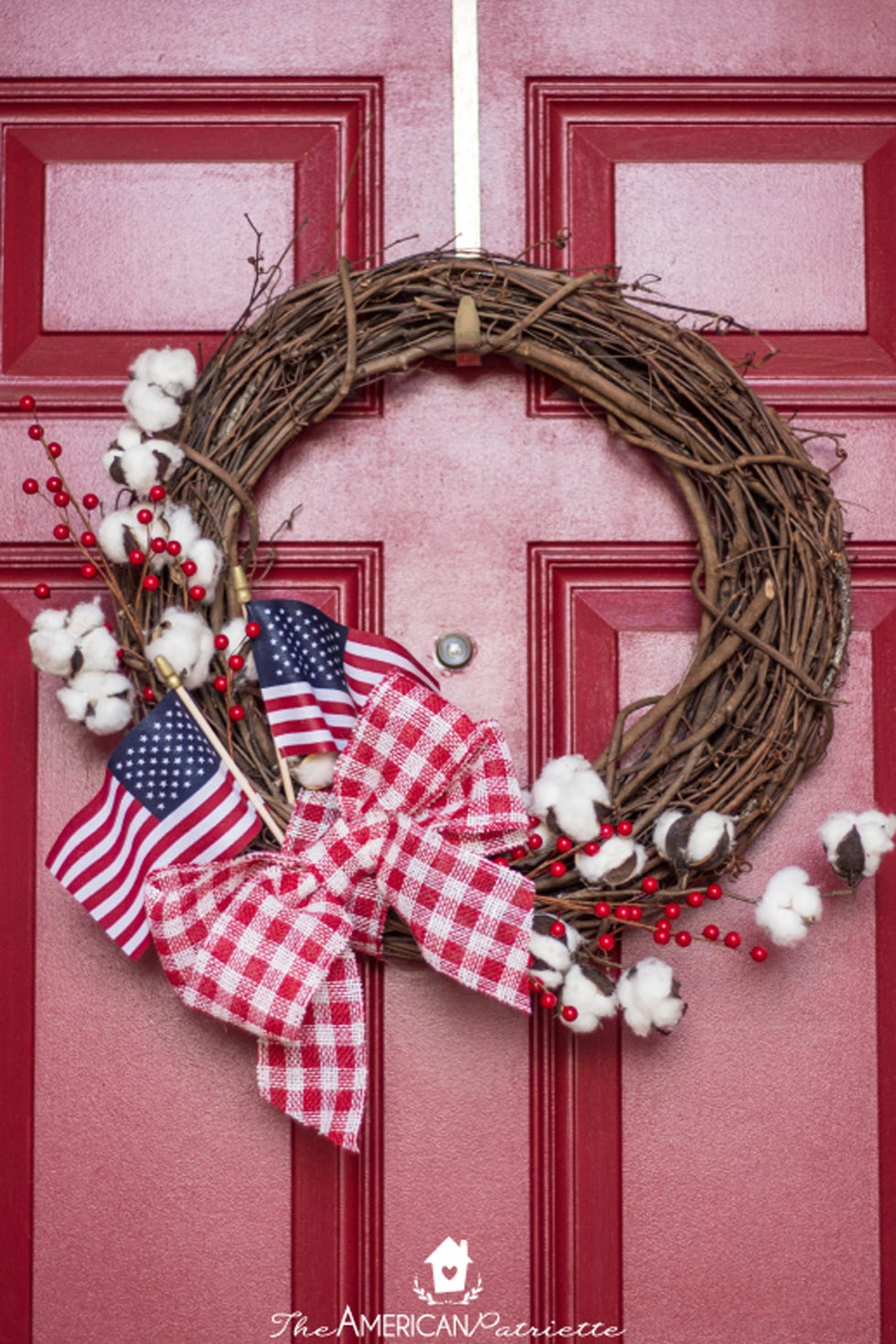 Red White Blue Plaid Patriotic Ribbon, 4th of July Ribbon Wired for Wreath,  American Flag Ribbon