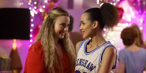 Four Weddings and A Funeral Ainsley (Rebecca Rittenhouse) and Maya (Nathalie Emmanuel)