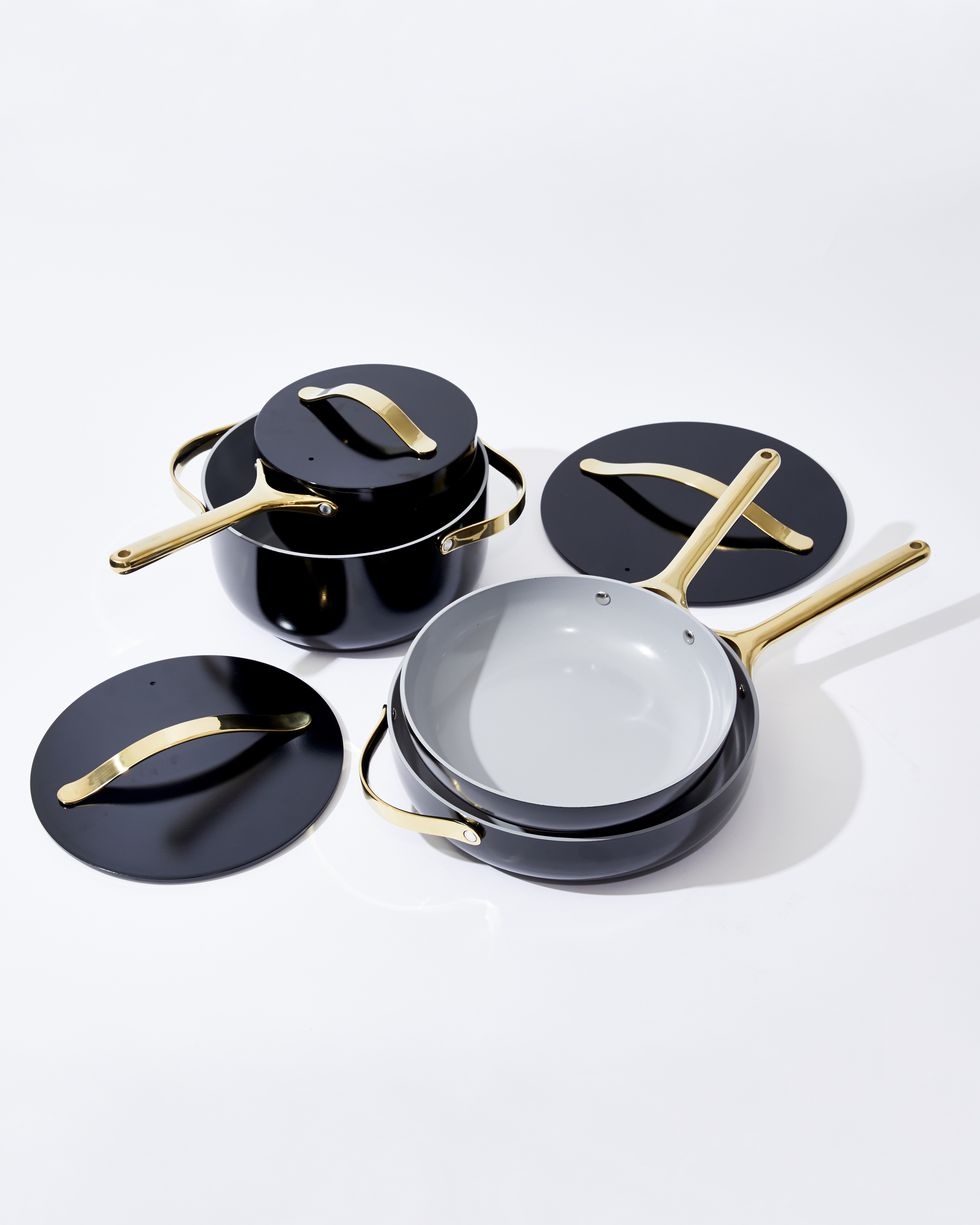 Caraway Ceramic Nonstick 9-Piece Cookware & Storage Set - Gray