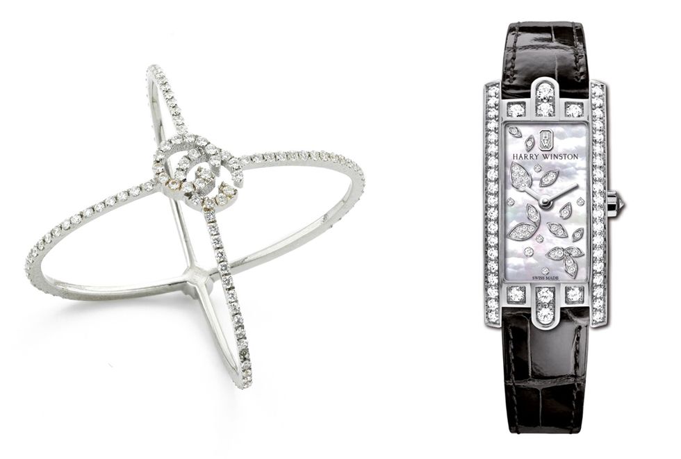 Gucci雙G圖騰輕珠寶系列戒指、HARRY WINSTON 第五大到Avenue C系列Lily Cluster迷你尺寸腕錶