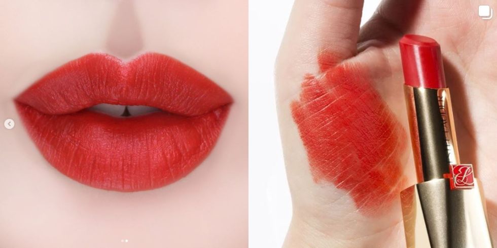 Lip, Red, Lipstick, Orange, Skin, Cosmetics, Beauty, Lip gloss, Pink, Cheek, 