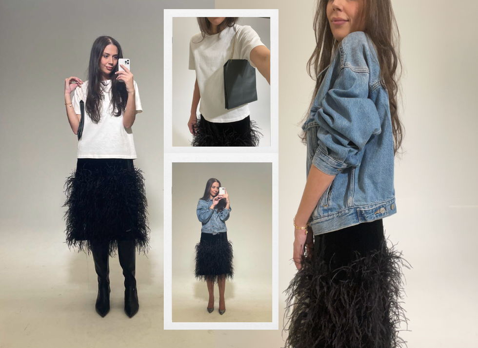 feathers and t shirt