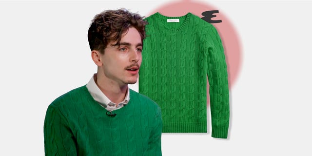 Timothée Chalamet Rocks A Ralph Lauren Purple Label Cashmere Sweater