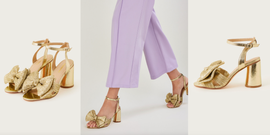 the metallic gold block heeled sandals by monsoon