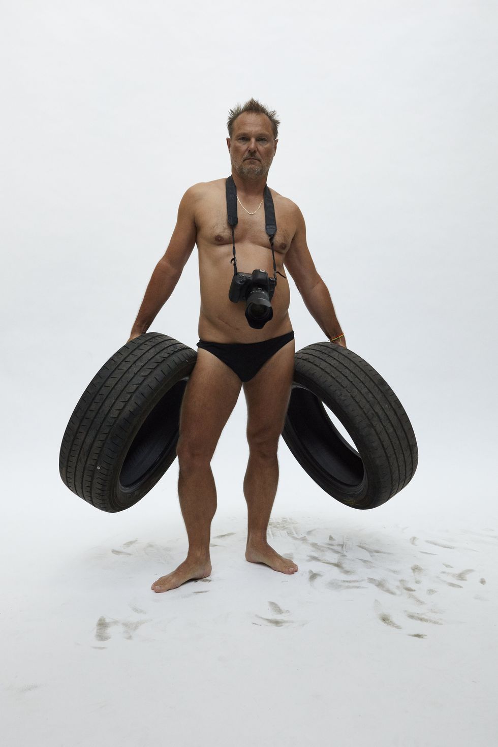 juergen teller,﻿ self portrait with tyres,﻿ london ﻿2021, calendar womens spring summer 2022