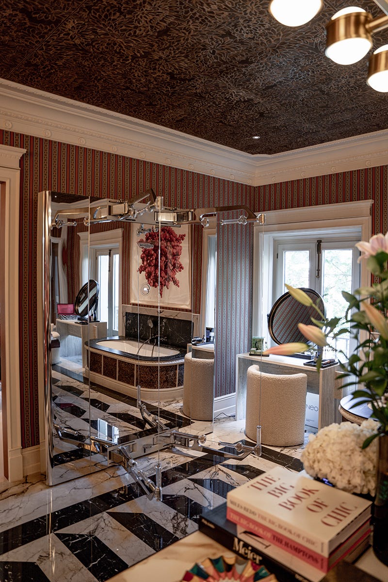 wellness bath at home, with technogym fitness equipment