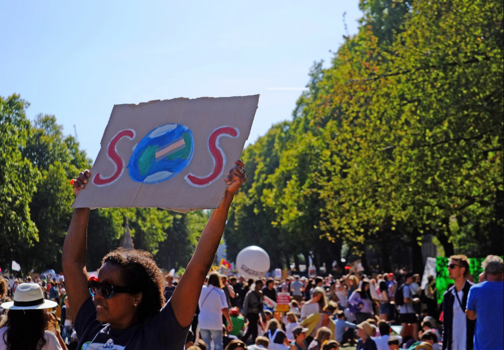 Duizende mensen gingen de straat op in Westminster op 20 september 2019 als deel van de Global Climate staking