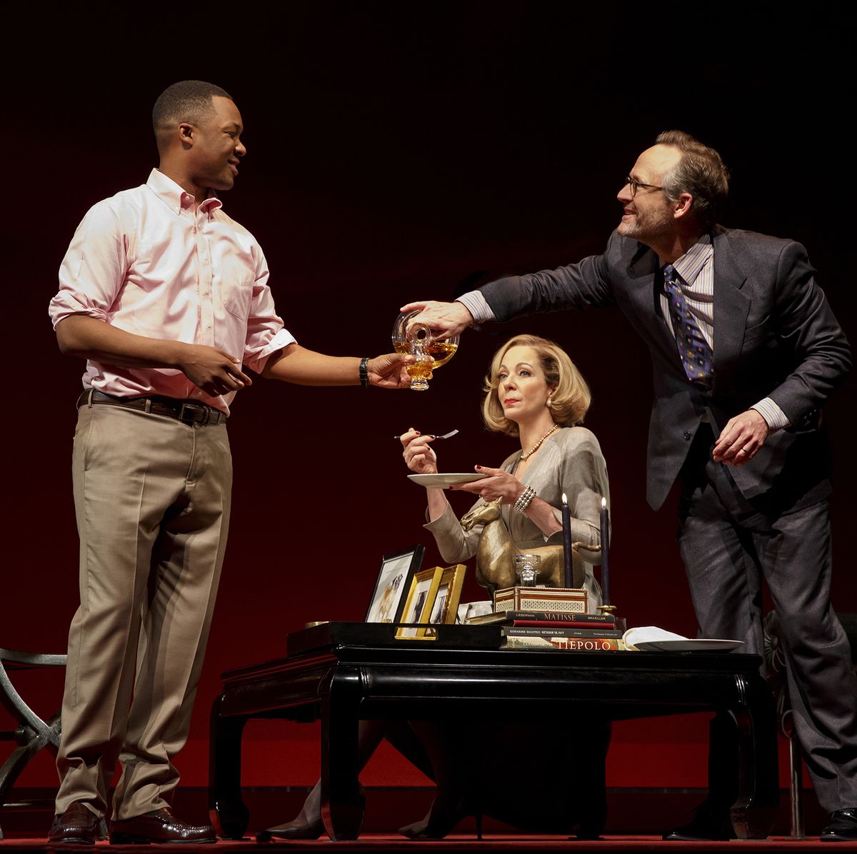 Corey Hawkins, Allison Janney, and John Benjamin Hickey in Six Degrees of Separation. 