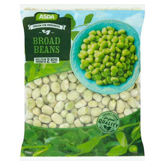 Frozen broad beans in green packaging 