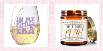 in my fifties era wine glass and 1974 birthday candle, amazon