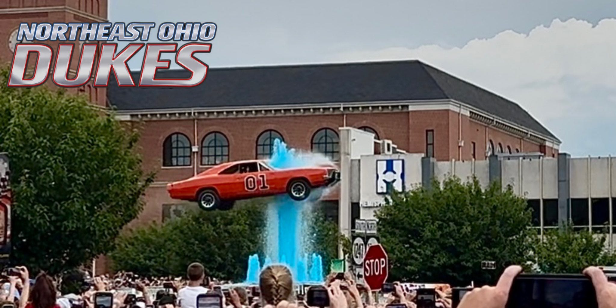 Watch This General Lee Replica Fly 150 Feet Through a Fountain and Nearly Take Out a Cameraman