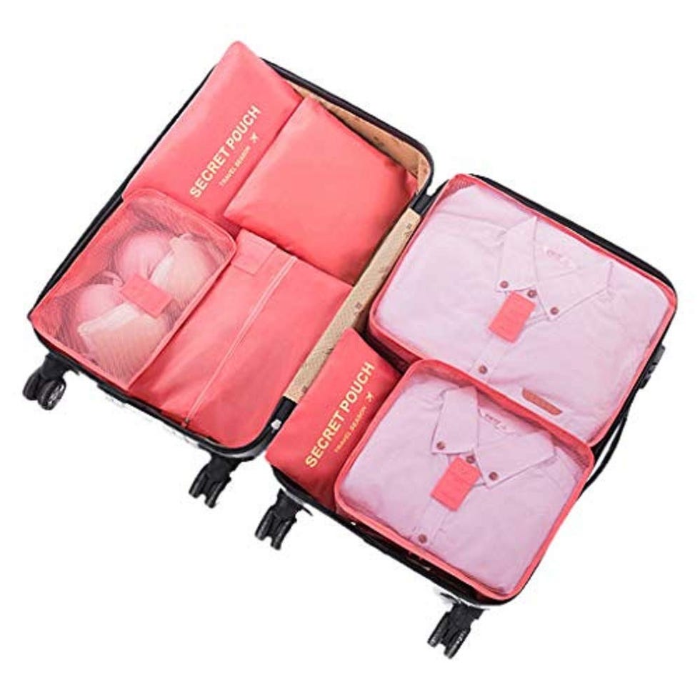 Bag, Suitcase, Hand luggage, Baggage, Luggage and bags, Magenta, Travel, 