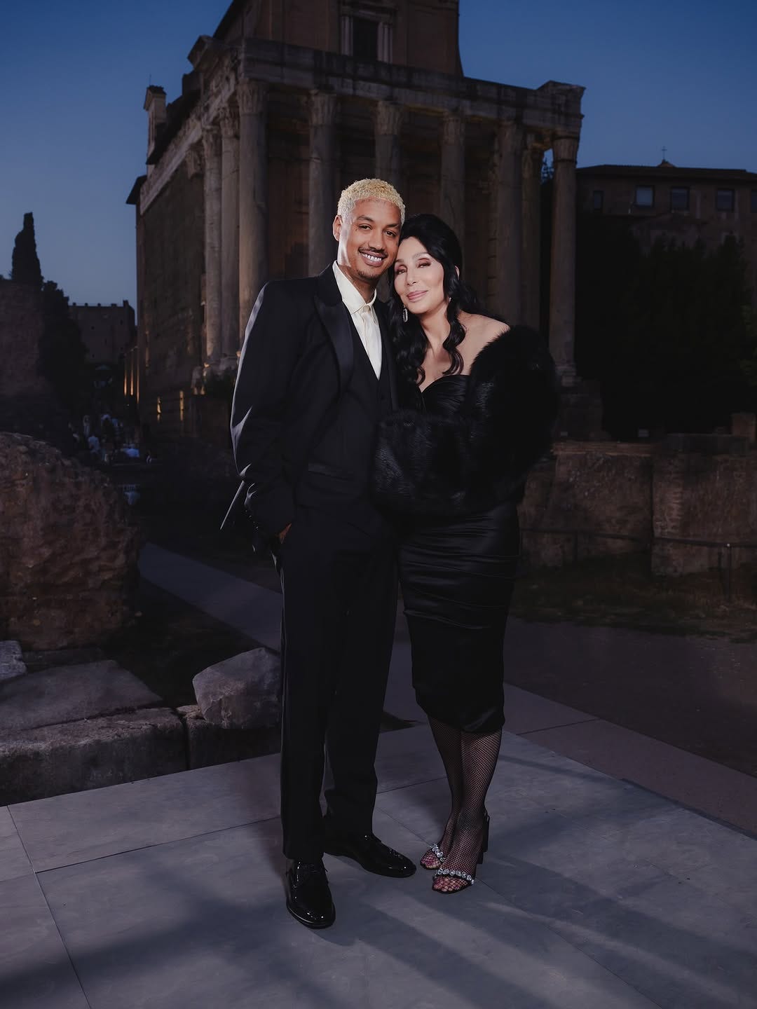 Cher and Boyfriend A.E. Match in Sleek Black Looks for D&G's Show in Rome