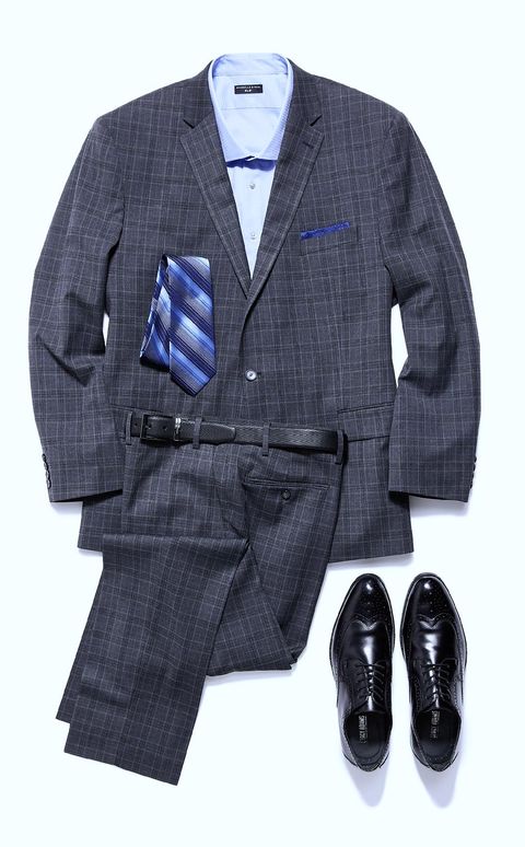 Suit, Clothing, Blue, Outerwear, Formal wear, Jacket, Blazer, Sleeve, Design, Footwear, 