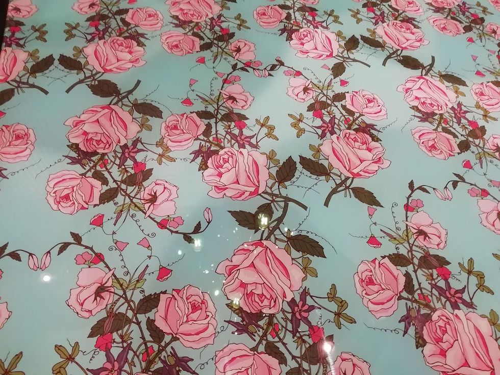 Pink, Pattern, Textile, Botany, Design, Pedicel, Flower, Plant, Branch, Wrapping paper, 