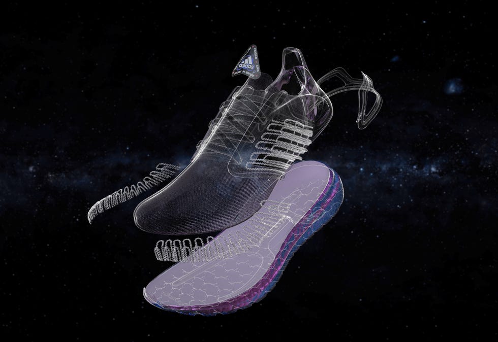 Footwear, Shoe, Pink, Organism, Wing, Space, Illustration, Athletic shoe, Outdoor shoe, 