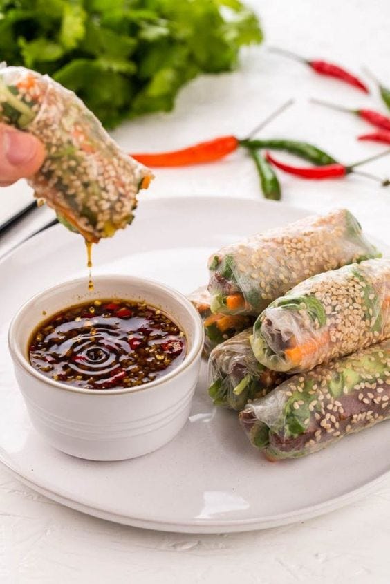 Rollitos vietnamita saludables de 272.26 Kcal - Receta fácil en la app Avena