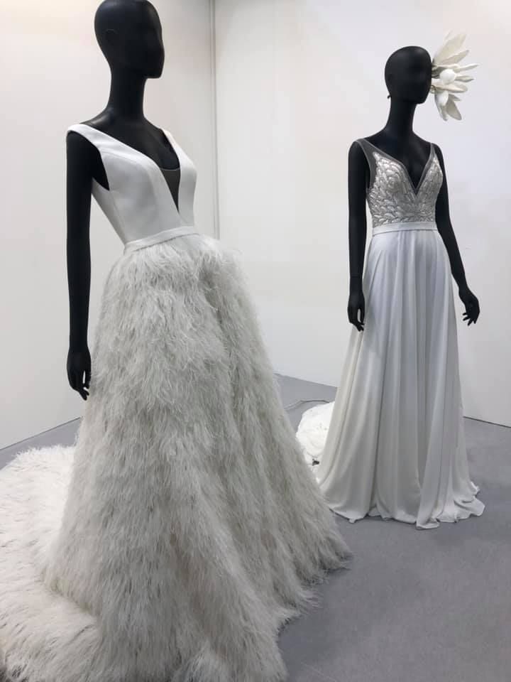 Gown, Clothing, Dress, Wedding dress, Fashion model, Shoulder, Bridal party dress, Bridal clothing, Fashion, Haute couture, 