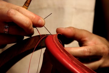 Working process of the leather workshop