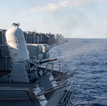 the aircraft carrier uss john c stennis cvn 74 fires a phalanx close in weapons system ciws in the atlantic ocean, sept 25, 2019 the john c stennis is underway conducting routine operations in support of commander, naval air force atlantic us navy photo by mass communication specialist 3rd class jarrod a schad